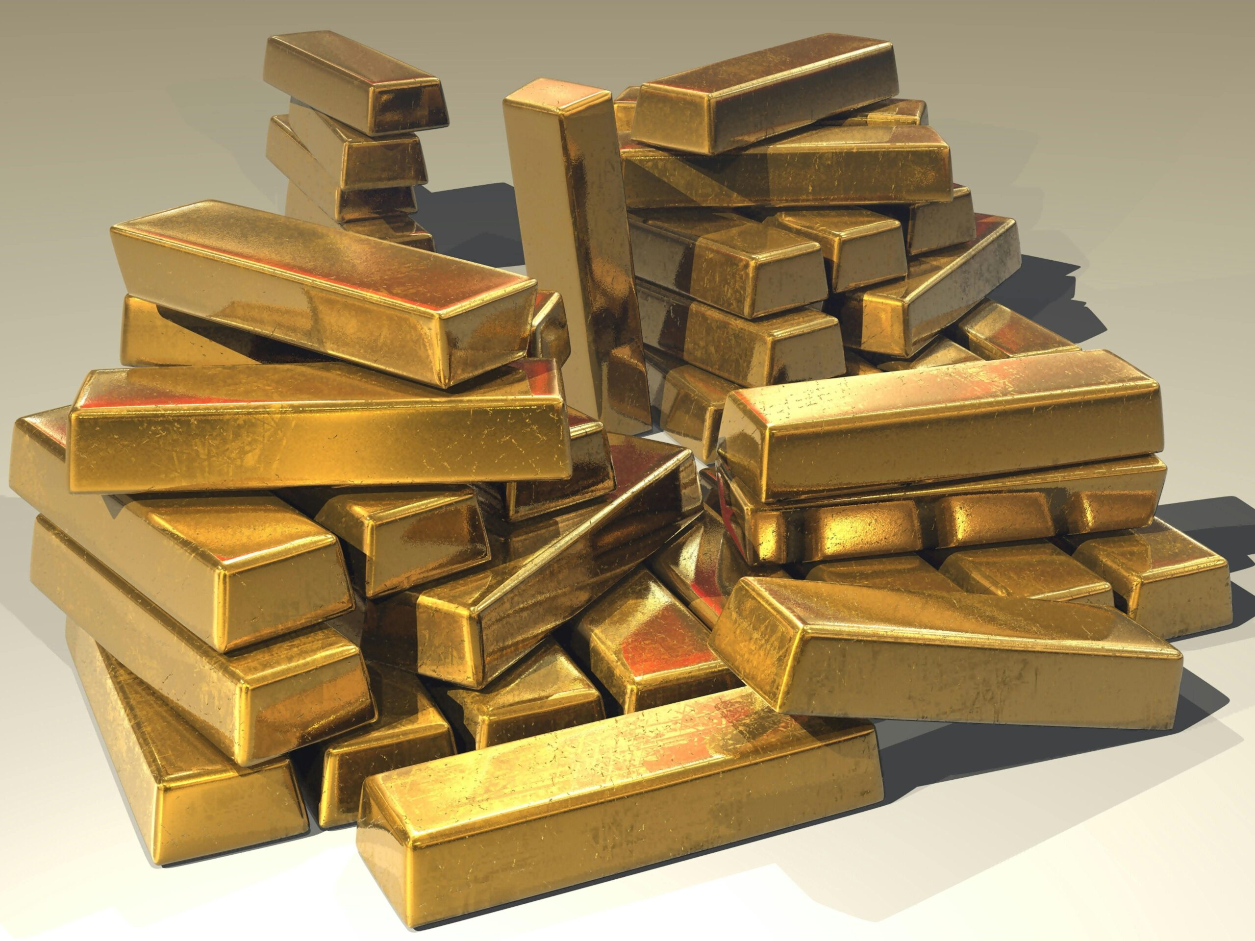 Gold bars in a pile